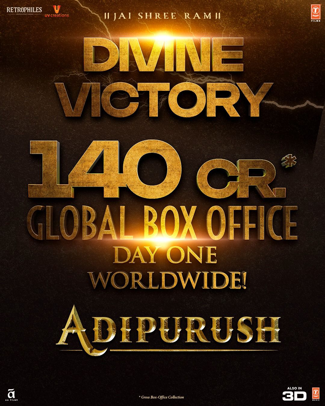 Adipurush Creates a History with Global Box Office opening at ₹ 140 Crore, clocks highest day 1 number for any film made in hindi on Pan-India level